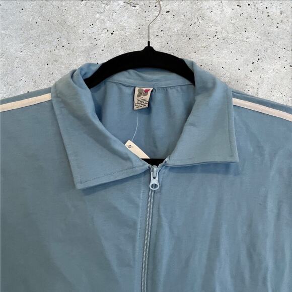 Jay Day Womens Activewear Set 2X Blue Zip Up Jacket Elastic Waist Cropped Pants - Picture 4 of 13